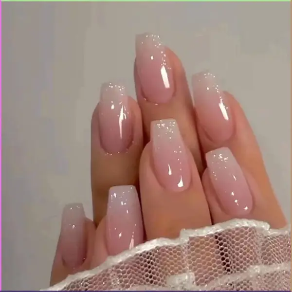 Glossy Pink Ombre Nail Extension Designs

