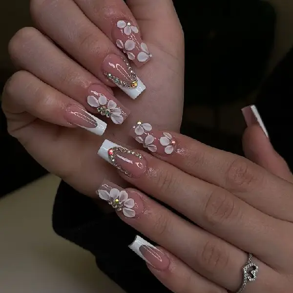 3D Floral Nail Art Nail Extension Designs

