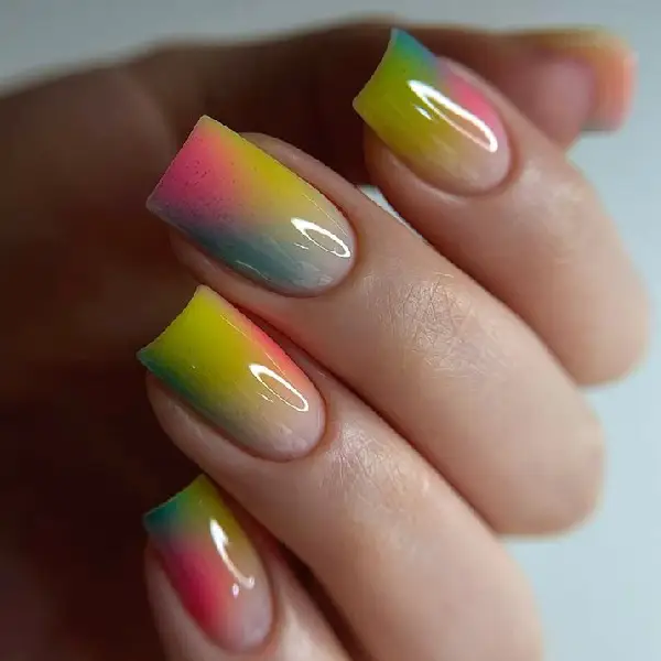 Rainbow Gradient Nails Nail Extension Designs

