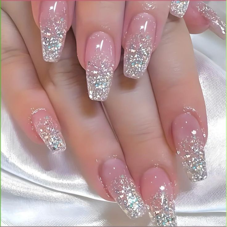 Gradient Glitter Nails Nail Extension Designs

